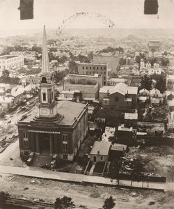 Näkymä etelään Chicagon oikeustalon kupolista, 1858