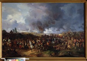 Kansakuntien taistelu Leipzigissä (Saksa), lokakuu 1813. (Tai Leipzigin taistelu, Napoleonin sotien jakso, Saksan kampanjan aikana (1813). Alexander Ivanovich Sauerweidin (1783-1844) maalaus, öljy kankaalle