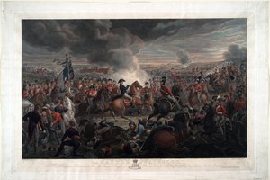 Waterloon taistelu - Sauerweid, Aleksanteri Ivanovitš (1783-1844) - 1819 - Etsaus, akvarelli - 61,6x91,3 - Yksityiskokoelma tekijältä Alexander Ivanovich Sauerweid