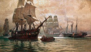 Itävallan alukset Venetsian saartoaseman aikana ... (maalaus kankaalle) tekijältä Alexander Kirchner