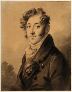 Konstantin Yakovlevich Bulgakovin (1782-1835) muotokuva - Aleksanteri (Alexandre) Molinarin (1772-1831) teos, sanguine ja liitu paperille, n. 1800, 28x22,3 cm - (Konstantin Jakovlevich Bulgakovin muotokuva, sangviini, musta liitu ja valkoinen väri päällä