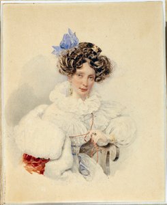 Katariina Bakuninin (1795-1869) muotokuva - Karl Pavlovich Briullovin (Briullov) (1799-1852) työ ennen vuotta 1832, akvarelli pahville - Jekaterina Pavlovna Bakuninan (1795-1869) muotokuva - Briul Alexander Pavlov (1795-1869) akvarelli pahville 179
