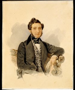 Nikolai Mikhaylovich Donaurovin (1806-1849) muotokuva - Alexander Briullov (Brioullov) (1798-1877) akvarelli paperille
