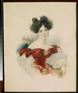 Prinsessa Natalia Viktorovna Kotchoubein (1800-1854) muotokuva - Alexander Briullov (Aleksandri Briullov) (1798-1877) akvarellipaperille
