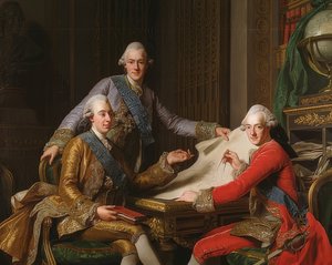 Ruotsin kuningas Kustaa III ja hänen veljensä. 1771. tekijältä Alexander Roslin