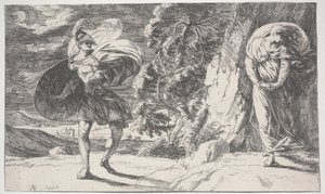 Fingal Encounters Carbon Carglass, ensimmäinen painettu n. 1773 (etsaus)