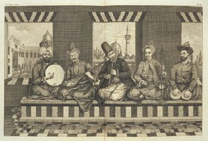Syyrian Musicians, levy 4 "Natural History of Aleppo", pub. Patrick Russell, 1794 tekijältä Alexander Russell