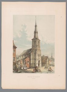 Näkymä Saint Martinin kirkolle Sint-Truidenissa St. Martin à St. Trond -kirkko (otsikko esineessä) tekijältä Alexander Schaepkens