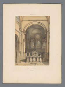 Maastrichtin Pyhän Servatiuksen basilikan sisätilat St. Servais (sisustus) (otsikko esineessä) Monuments de Maastricht (sarjan nimi) tekijältä Alexander Schaepkens