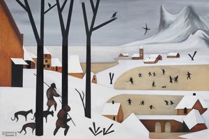 Metsästäjät talvikylässä tekijältä Alexander Trifonov