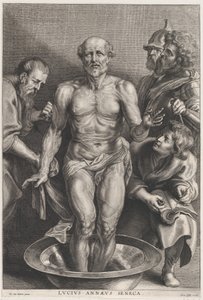 Senecan kuolema, joka seisoo keskellä jalat vesialtaassa, tuki..., n. 1655-78. tekijältä Alexander Voet