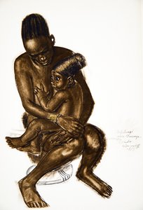 Nafarangui, Eki Bondon vaimo ja hänen lapsensa (Bondo) Haut Ouelle, alkaen Dessins et Peintures d