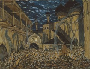 Lavastus N. Rimski-Korsakovin oopperaan Pihkovan neito, n. tekijältä Alexander Yakovlevich Golovin
