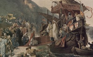 Keisari Fredrik II vastaanottaa Stolzenfelsissä morsiamensa Isabellan tekijältä Alexander Zick