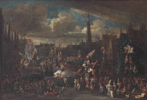 Ommegang Antwerpenissä Meirissä tekijältä Alexander van Bredael