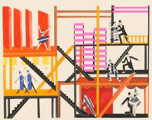 Maisemasuunnittelu portfoliosta Décors de Théâtre, 1930. tekijältä Alexandra Alexandrowna Exter