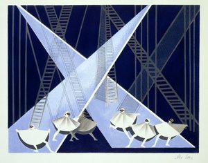 Lavastus baletille, kuvitus Alexandra Exterin "Maquettes de Theatresta", julkaistu 1920-luvulla (litho) tekijältä Alexandra Alexandrowna Exter