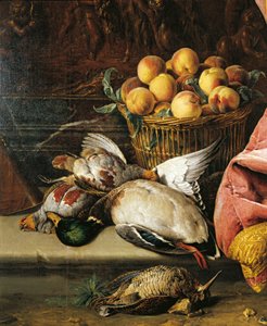 Alexandre-Francois Desportesin (1661-1743) asetelma riistaa, hedelmiä ja viola d