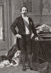 Ranskan keisarin Napoleon III:n muotokuva - grav. Alessandro Cabanelin maalauksesta.