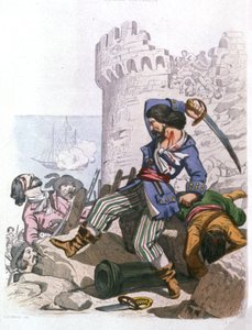 Grammont, ranskalainen merirosvo, n. 1850 (kaiverrus) tekijältä Alexandre (after) Debelle