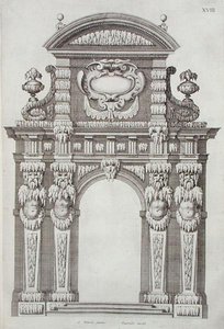 Park Gateway, kirjasta "Book of Architecture, Containing Used Porticos", kaivertanut Melchior Tavernier (n. 1564-1641), julkaistu 1631 (kaiverrus) tekijältä Alexandre (after) Francini