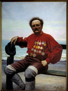 Muotokuva pelastajasta Onesime Frebourgista (1853-1923) Alexander Bertinin (? -1930) maalaus 1901 Fecamp, Newfoundlandin museo tekijältä Alexandre Bertin