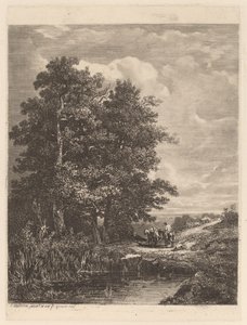 Ratsastajat lammen rannalla tekijältä Alexandre Calame