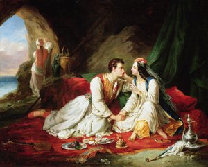 Byron Don Juanina, Haideen kanssa, 1831 tekijältä Alexandre Colin