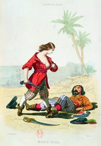 Mary Read (d.1720) P. Christianin teoksesta "Histoire des Pirates", kaiverrus A. Catel, 1852 tekijältä Alexandre Debelle