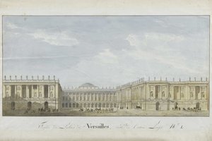 Versaillesin palatsin julkisivuprojekti sisäänkäynnin puolella, 1811-1813. tekijältä Alexandre Dufour