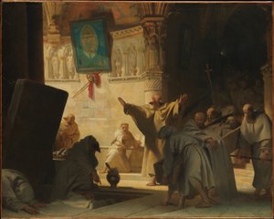 Dramaattinen kohtaus, jossa on munkkeja kryptassa tekijältä Alexandre Evariste Fragonard