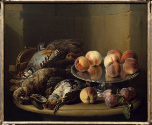 Francois Desportesin asetelma, peli ja pinssit (1661-1743) 1700-luvun Pariisi, koristetaide tekijältä Alexandre Francois Desportes