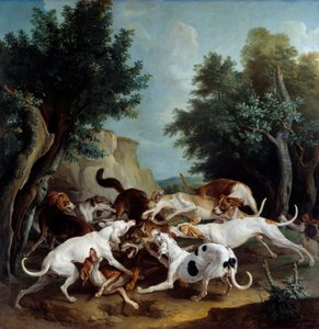 Francois Desportesin (1661-1743) Wolf Hunt -maalaus 1725 su. 3,36x3,32 m poro, Musee des Beaux Arts tekijältä Alexandre Francois Desportes