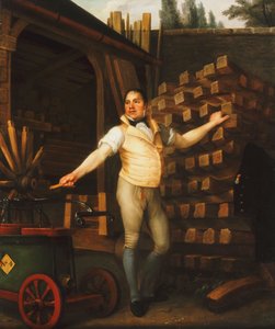 Pyöränvalmistaja palokoneella pihalla, 1812 tekijältä Alexandre François Louis de Girardin