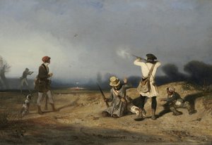 Lintujen metsästys, 1830 tekijältä Alexandre Gabriel Decamps