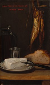 Asetelma silakan, leivän ja juuston kanssa, 1858.