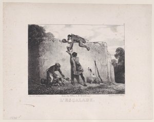 The Climb, sarjasta Hunting Scenes, 1829. tekijältä Alexandre Gabriel Decamps