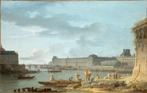 Louvre ja Pont Royal Pont-Neufista katsottuna, n. 1780 (öljy kankaalle)