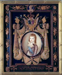 Delfiinin Ludvig XVII:n (1785-1795) muotokuva. Alexander Kucharskin (1741-1819) pienoismaalaus norsunluulle