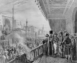 Muhammedin juhlan vietto Kairossa, 6 Fructidor Year VI (23. elokuuta 1798), kaiverrus Charles Etienne Pierre Motte (1785-1836)