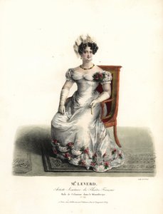Tanssija ja näyttelijä Miss Emilie Leverd Celimenena Molieren elokuvassa Le Misanthrope, Theatre Français tekijältä Alexandre Marie Colin