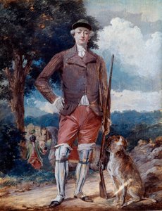Muotokuva ranskalaisen Charles-Philippen (1757-1836), Artoisin kreivin, tulevan Kaarle X:n metsästäjän puvussa jalassa Alexandre Moiten (1750-1828) akvarelli 1700-luvun Amiens, Musee de Picardie tekijältä Alexandre Moitte