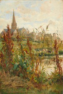 Church By the River (öljy kankaalle) tekijältä Alexandre Nozal