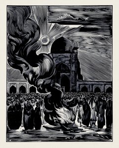 Musliminaisten vapauttaminen. Burning the Veil, 1928 tekijältä Alexei Ilyich Kravchenko
