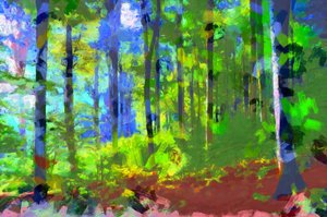Aamu,metsä,2020,(sekatekniikka)