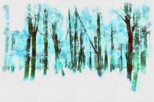 Talvi metsässä,2020,(sekatekniikka)