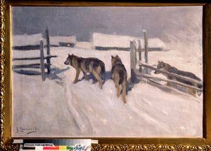 Sudet, talviyö (Sudet, Talviyö) - Aleksei Stepanovitš Stepanovin (1858-1923) maalaus, öljy kankaalle, noin 1910, venäläinen taide, 1900-luvun alku - Yksityiskokoelma