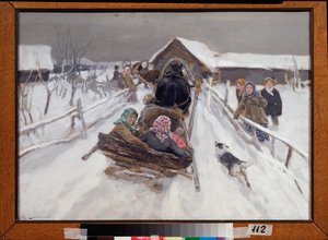 Ajaminen laskiaisten aikana - Aleksei Stepanovitš Stepanovin (1858-1923) maalaus öljy kankaalle