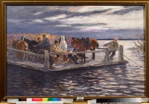 Un vat (Lautta) - Aleksei Stepanovitš Stepanovin (1858-1923) maalaus, öljy kankaalle, noin 1900 - Venäläinen taide, 1900-luvun alku - Valtion ulkoilmamuseo Rostovin Kreml, Rostov (Venäjä) tekijältä Alexei Steipanovitch Stepanov