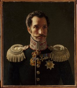 Santarmijoukon esikuntapäällikön Leonty Vasilievich Dubeltin (1792-1862) muotokuva. (Sandarmijoukkojen esikuntapäällikön L. V. Dubeltin muotokuva). Aleksei Vasilyevich Tyranovin (1808-1859) maalaus öljy kankaalle